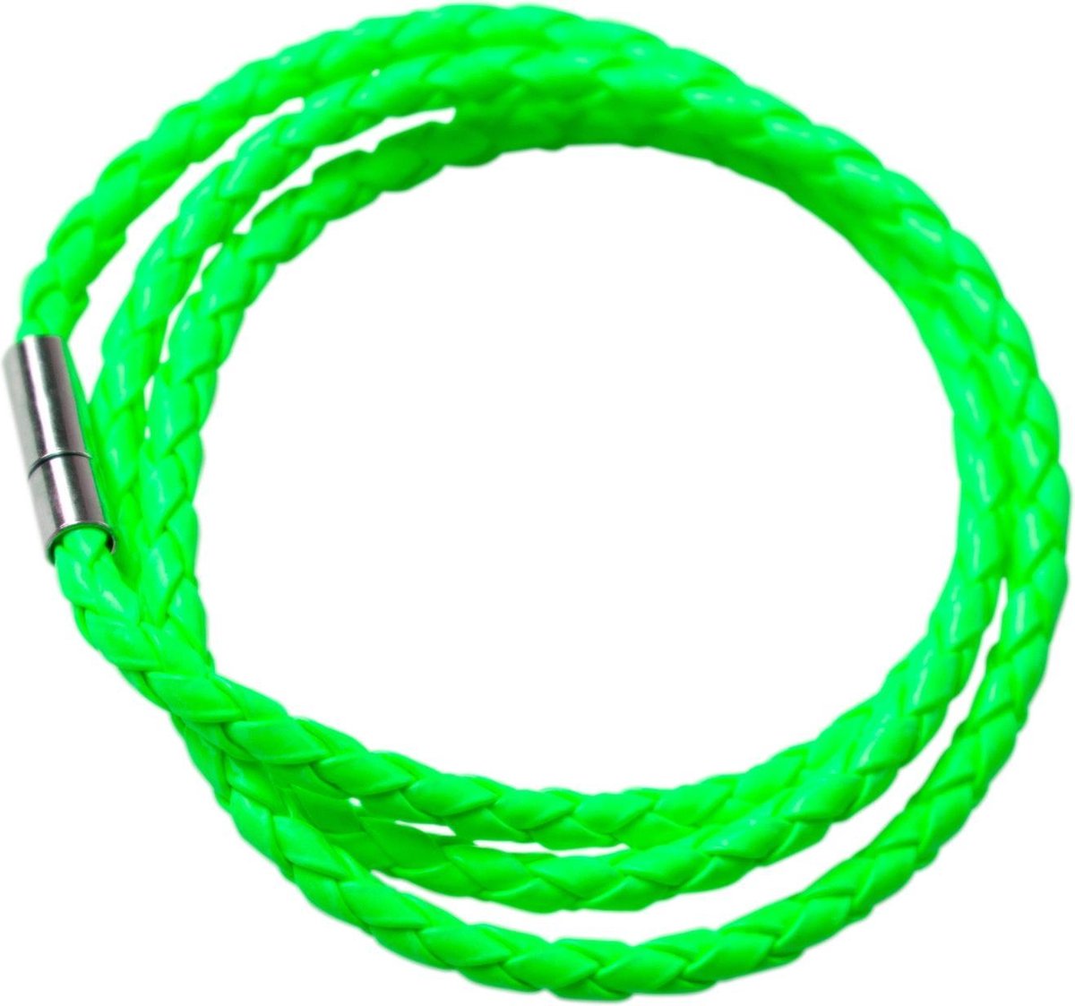 PARTYPRO - Fluo groene gevlochten armband voor volwassenen - Accessoires > Sieraden